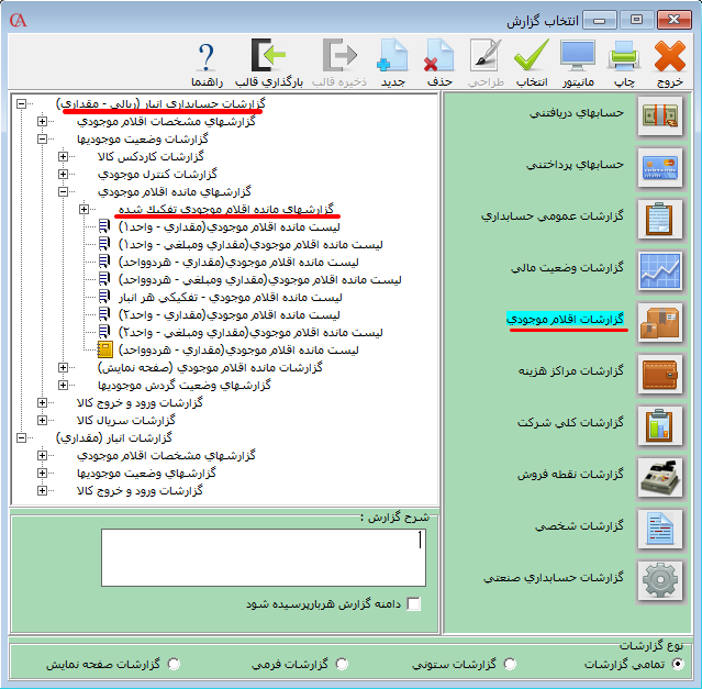گزارشات چندواحدی در حسابگر