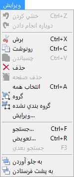 منوی ویرایش گزارش‌گر پویا در سیستم حسابداری حسابگر