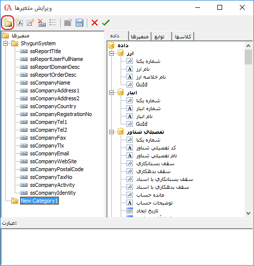 معرفی دسته بندی جدید متغیر در گزارش‌گر پویا