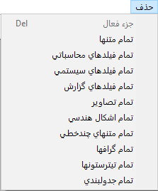 منوی حذف گزارش ساز Quick Report نرم افزار حسابداری حسابگر