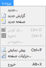 منوی پرونده در گزارش‌گر پویا در نرم افزار حسابداری ایران گیگ