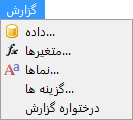 منوی گزارش گزارش‌ساز پویا در نرم افزار حسابداری